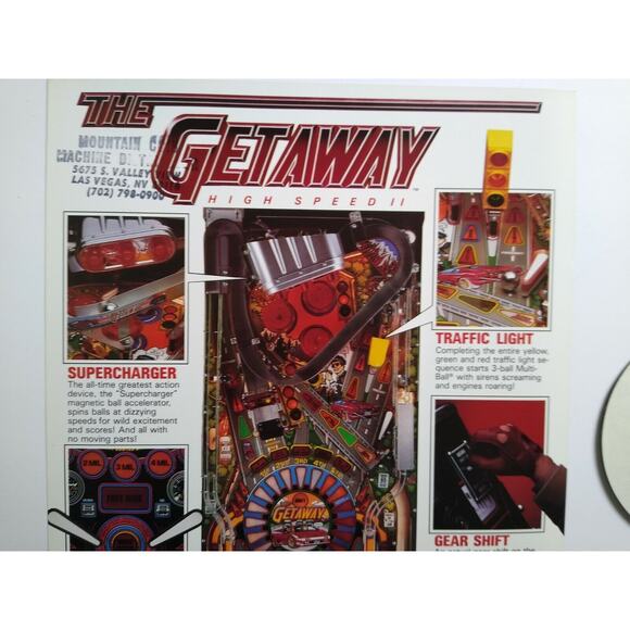The Getaway Pinball FLYER + Plastic Promo Drink COASTER Original NOS - Picture 4 of 4